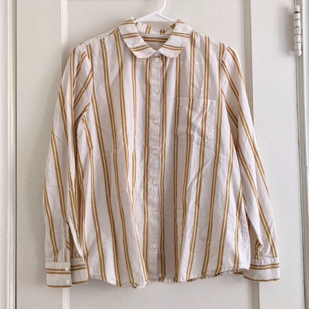 Sezane tomboy shirt in ochre/ecru